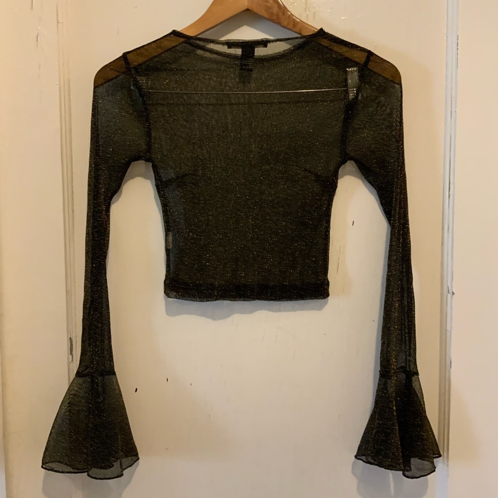 Sheer long sleeve crop top